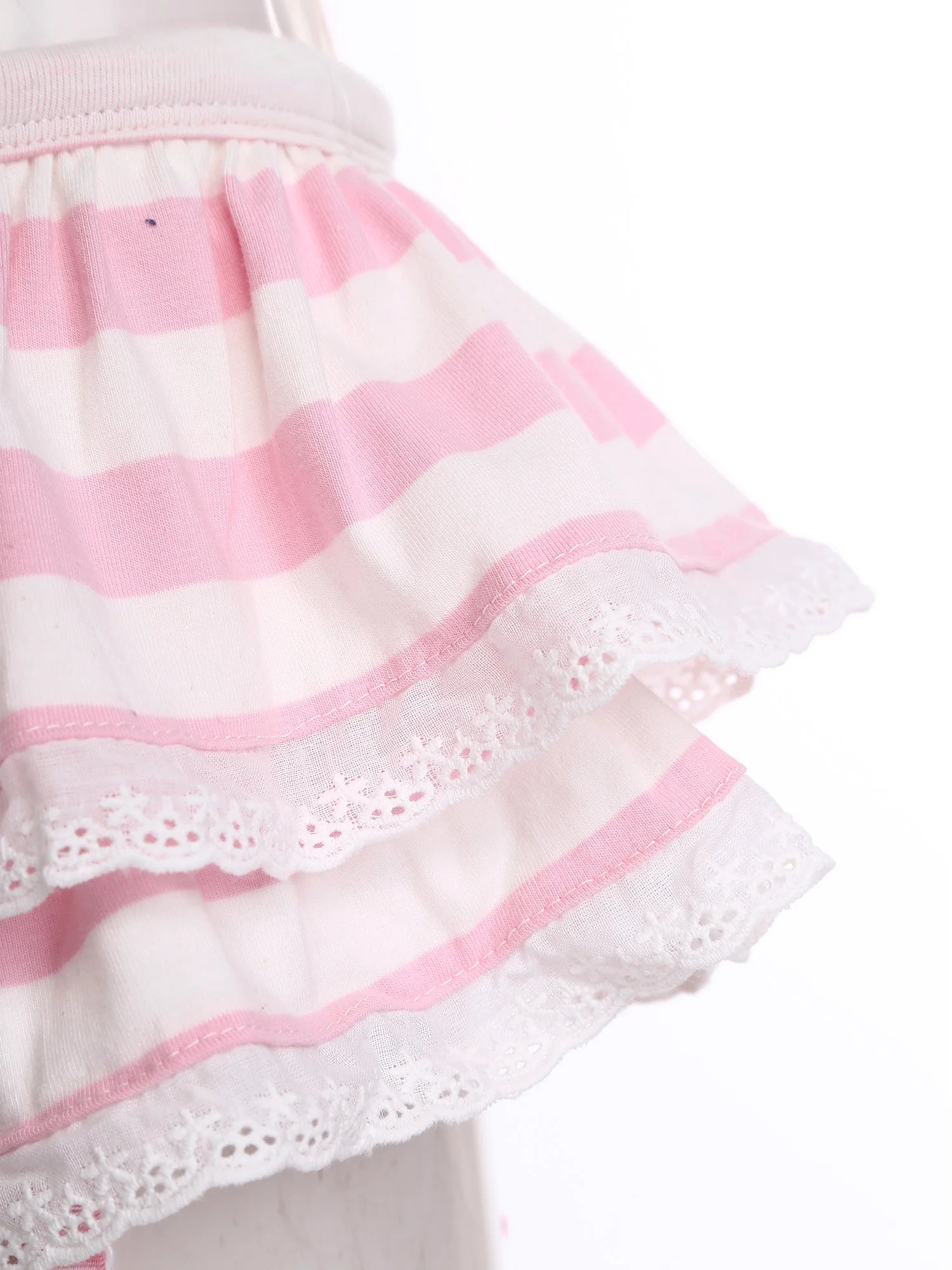 Women Anime-style Built-in Briefs Miniskirt with Garters Belt Culottes Cute Tiered Striped Hem with Lace Trim Bow Shorts Skirt
