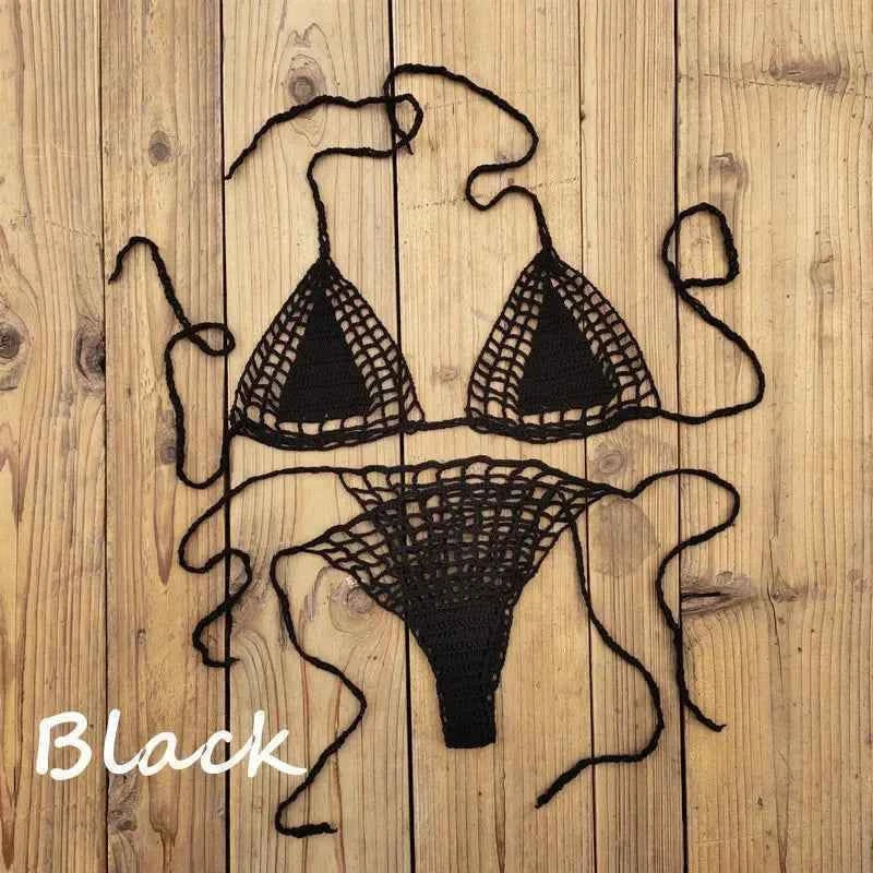 Handmade Crochet Mini Bikini Set Sexy Beach Micro-Swimsuit Sundress - Women's Swimwear