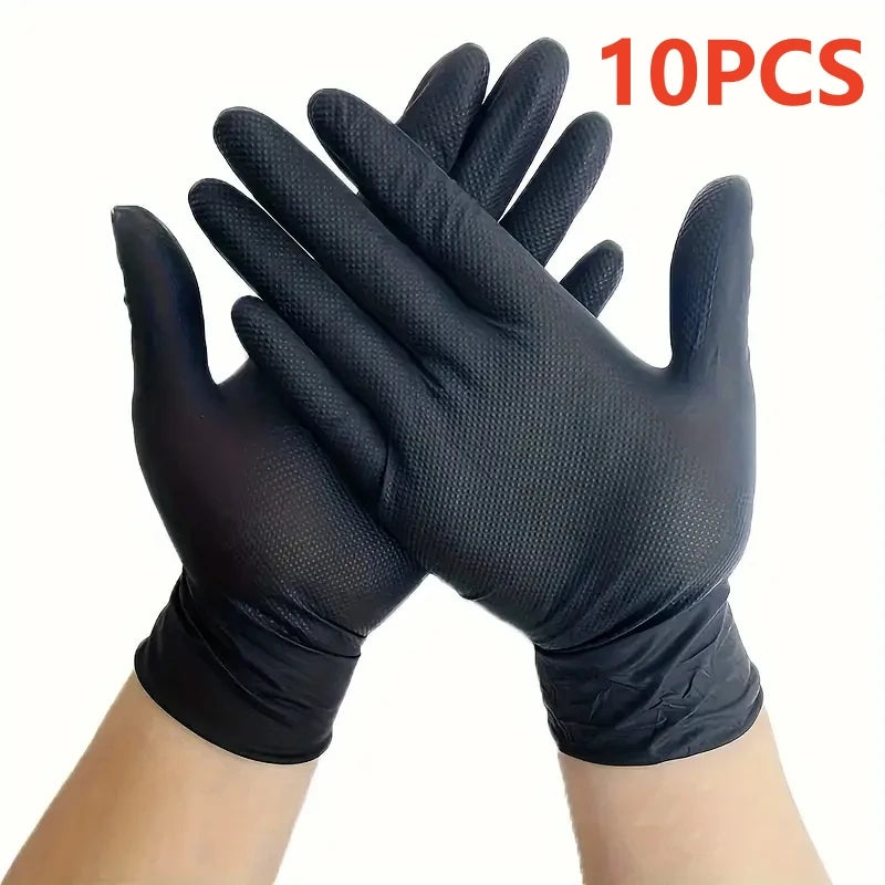 Orange Nitrile Gloves Disposable 8Mil Super Duty Diamond Textured Safety Protective Work Gloves Auto Mechanic Industrial Gloves