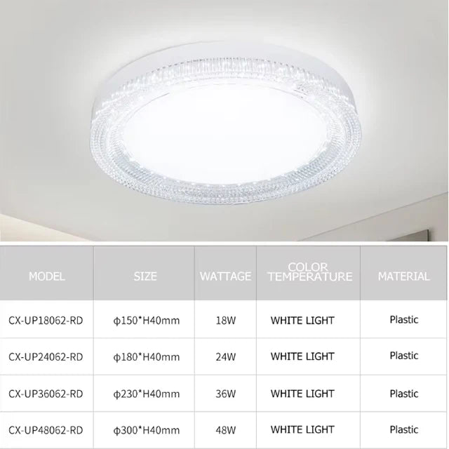 Modern Ultra Thin Crystal Ceiling light Round Ceiling Home Lamp Cool White Suitable for Balcony Kitchen Bedroom Light AC85-260V
