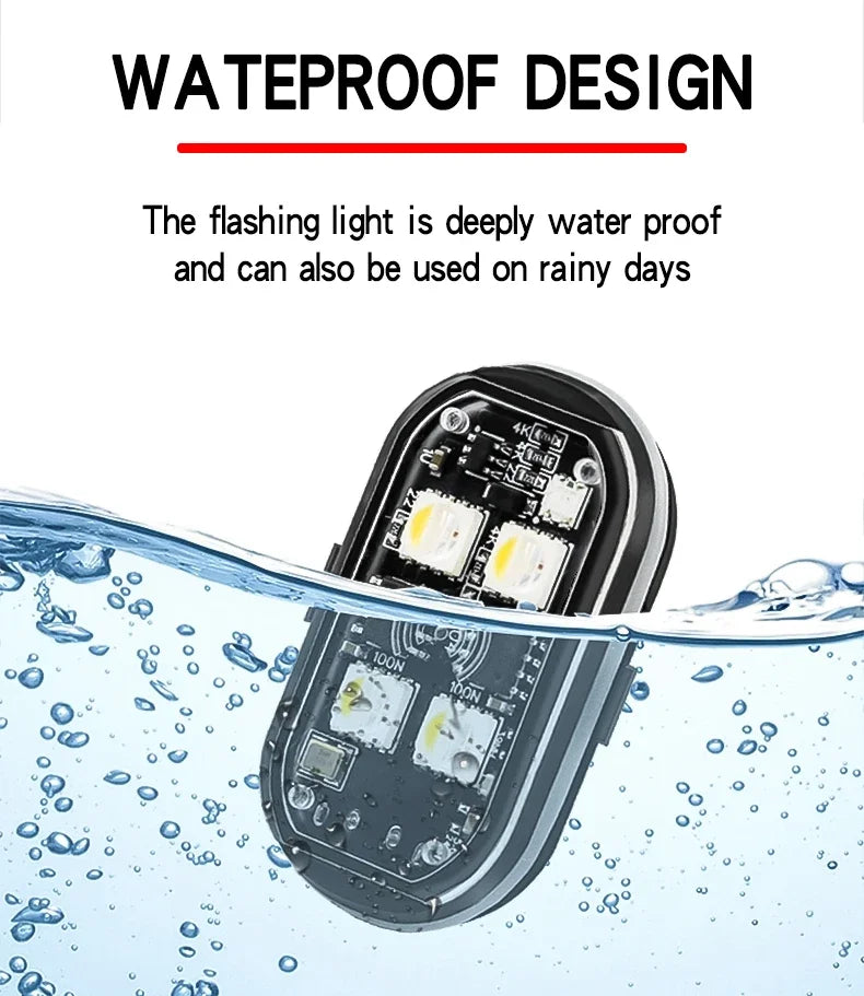 Wireless Light Aircraft Airplane Helicopter Warning Lights RGB Led Strobe lights Motorcycle Lights LED Flash with USB Charging