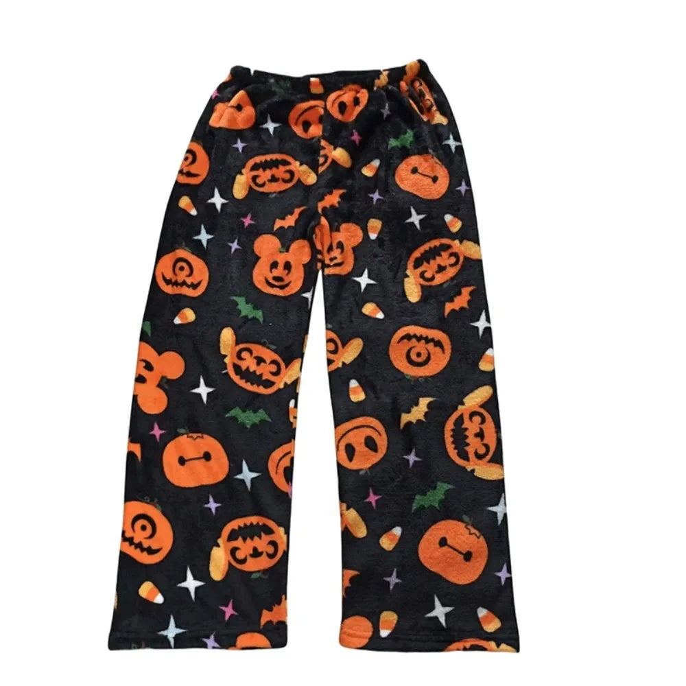 2025 New Anime Plush Sleepwear Pants Cartoon Casual Halloween Sleepwear Warm Home Clothes Couple Sleepwear