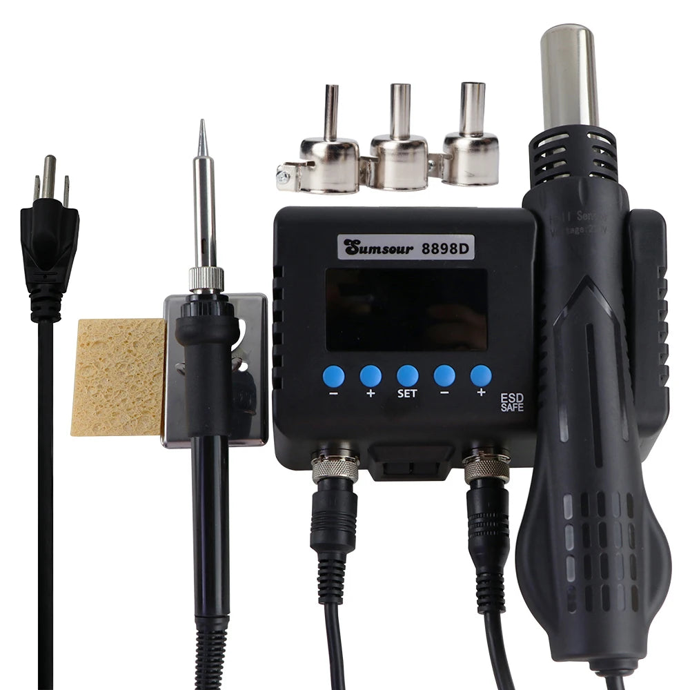 Soldering Station Digital Temperature Adjustable 2 in 1 SMD Solder Iron Hot Air Heat Gun Welding Rework For PCB IC Repair Tools