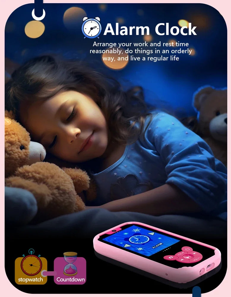 Interesting Kids Smart Learning Phone,8GB Memory Game Gift Educational Toy with Dual Camera &Music Player for Ages 3-12 Birthday