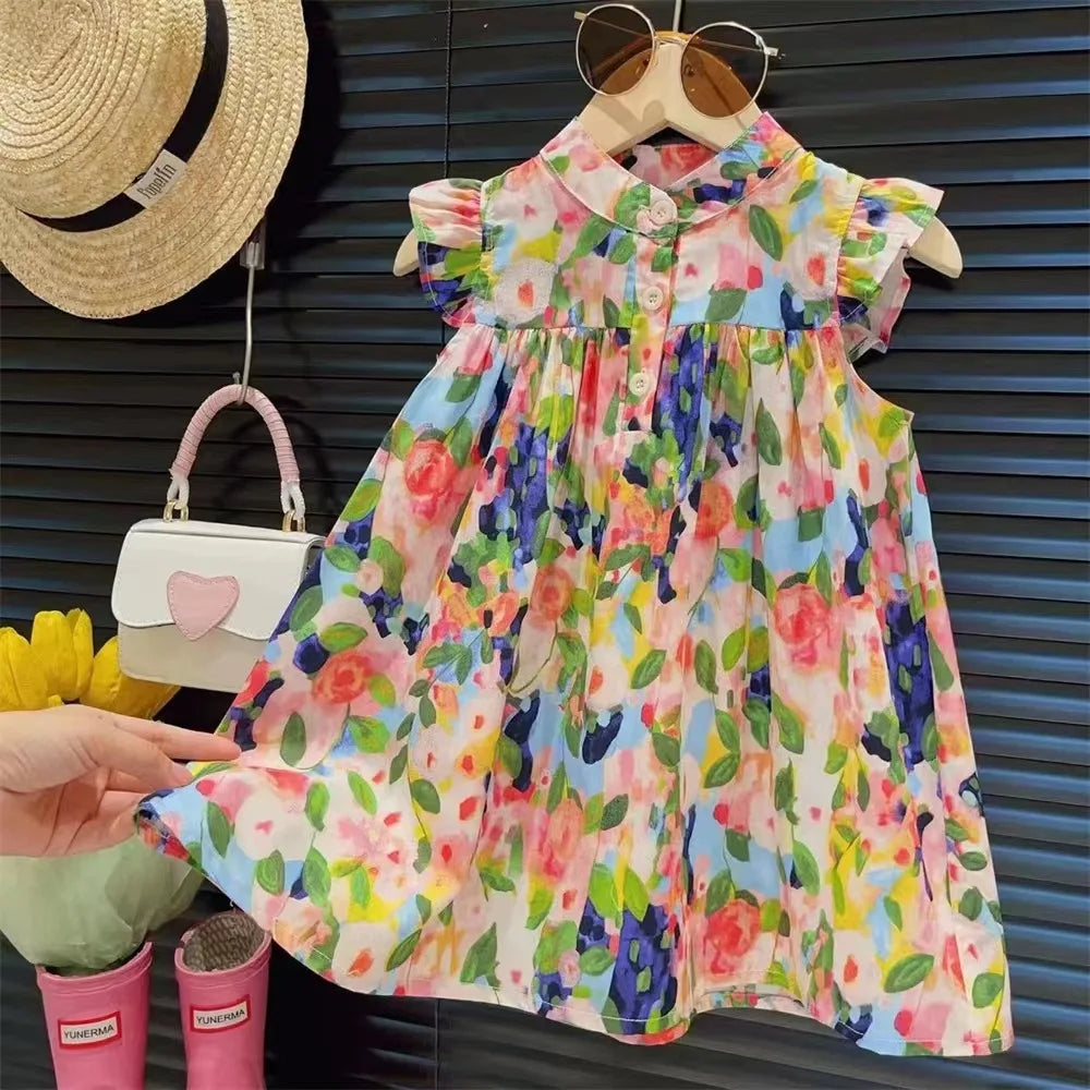 2026 Summer Baby Girls Beach Dresses Summer Soft Breathable Kids Girls Clothing Children Holiday A-Line Dress Vestidos