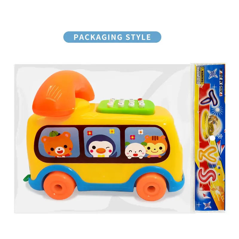 Kids's Telephone Bus Car Montessori Educational Toy for Toddlers over 1 Year Keyboard Intelligence Improvement Car Toys
