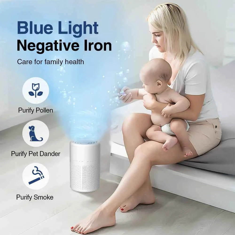 Mini Air Purifier With Activated Carbon Home HEPA Filter Deodorizer Smoke Odor Removal Negative Ion Generator Car Air Freshener