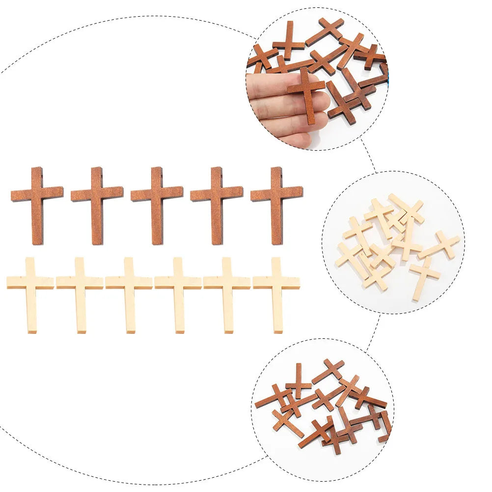 20Pcs Small DIY Cross Decor Premium Wood Material Wall Hanging Craft for Living Room Bedroom Ornament DIY Wooden Cross