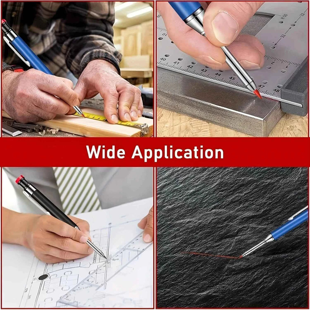2.8mm Metal Solid Carpenter Mechanical Pencil With Holder Deep Hole Mechanical Marker Stand Pocket Clip Pencil Tool Woodworker