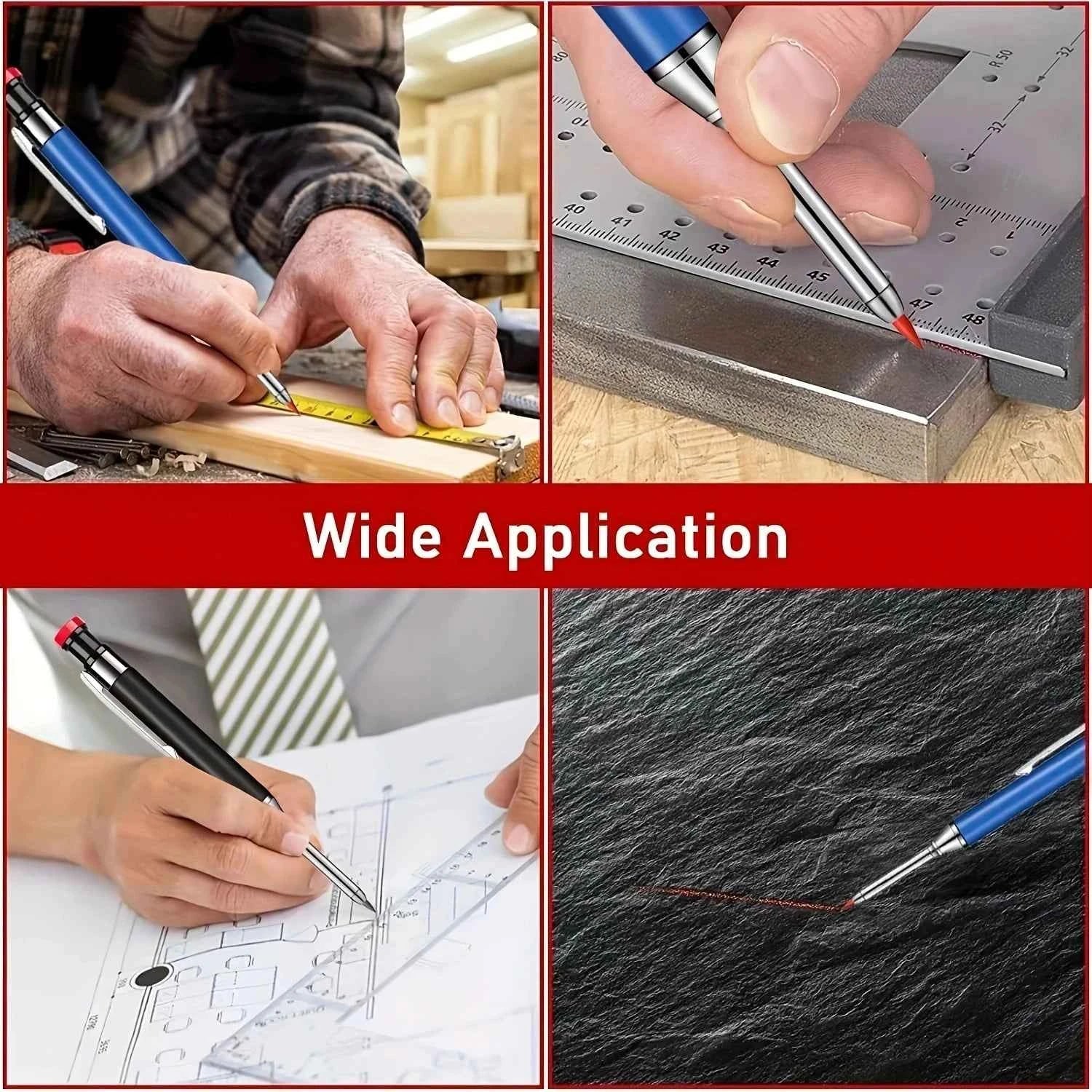2.8mm Metal Solid Carpenter Mechanical Pencil With Holder Deep Hole Mechanical Marker Stand Pocket Clip Pencil Tool Woodworker