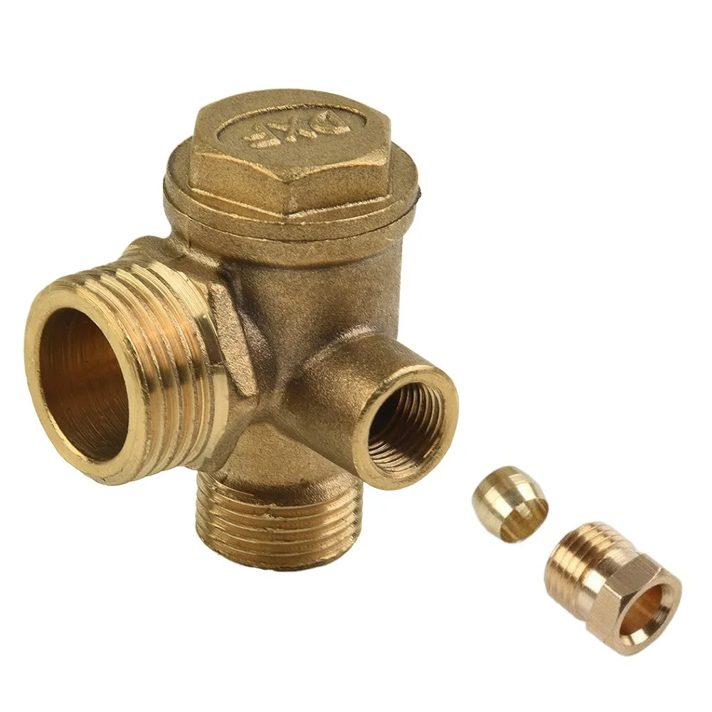 G1/2 3-Port Air Compressor Check Valve Connect Pipe Fittings Check Valve Connector Air Compressor Replacement Pneumatic Parts