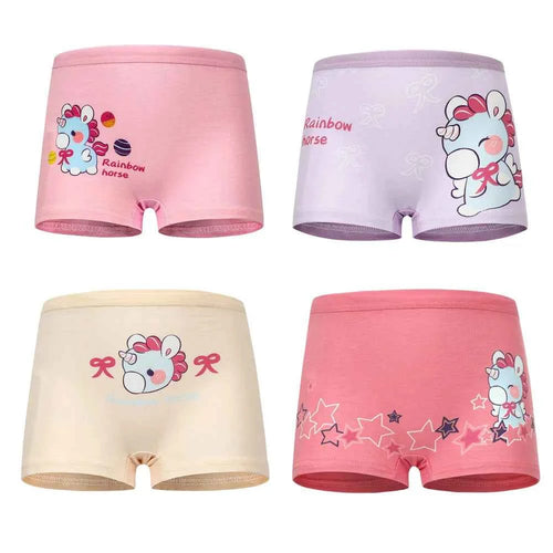 1/4/8/12 Pcs Children Girls Panties Sets Cotton Pretty Cute Cartoon Unicorn Print Child Underwear for Girl Kid Boxer Breathable
