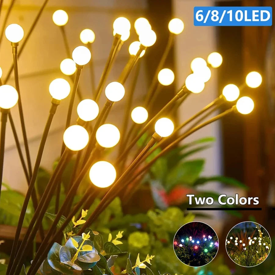 6/810 LED Solar Garden Lights Powered Firefly Lights Outdoor Waterproof Vibrant Garden Lights for Patio Pathway Decoration,Warm