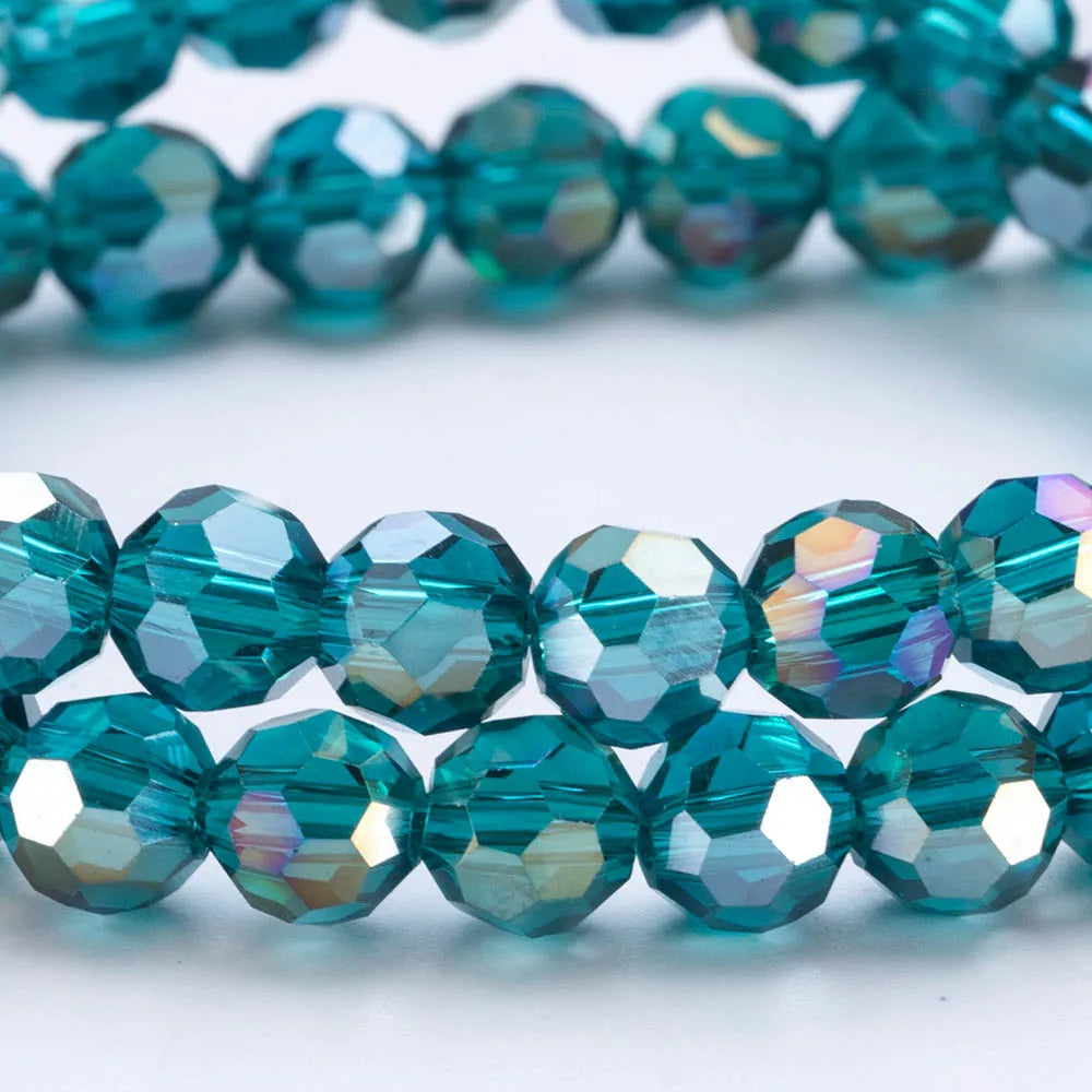 3 4 6 8mm Round Crystal Beads Faceted Colorful Glass Beads Loose Spacer Bead for Jewerly Making Needlework Bracelet Necklace DIY