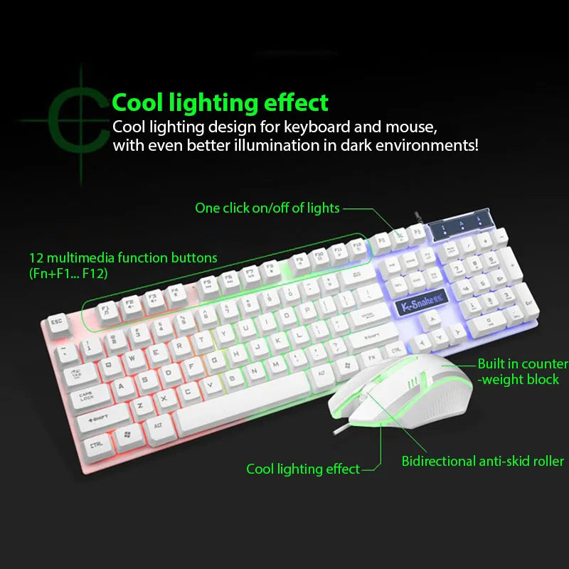 Ergonomic Backlit Gaming Keyboard And Mouse Combo