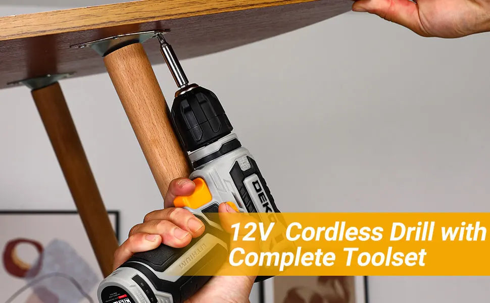 DEKO Home Mechanic Toolbox with 12V Power Cordless Drill Hand Repair Tools Sets Combo Kits Storage Organizer Drawer Case
