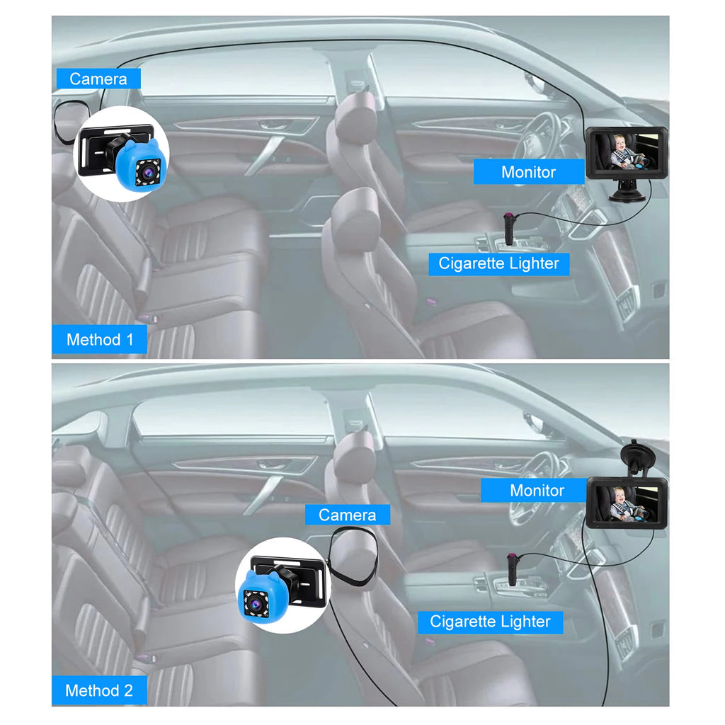 Baby Car Mirror 1080P Monitor with Camera USB Plug 4.3" Baby Camera With Night Vision 150°Viewing Angle for Infants Kids Pets