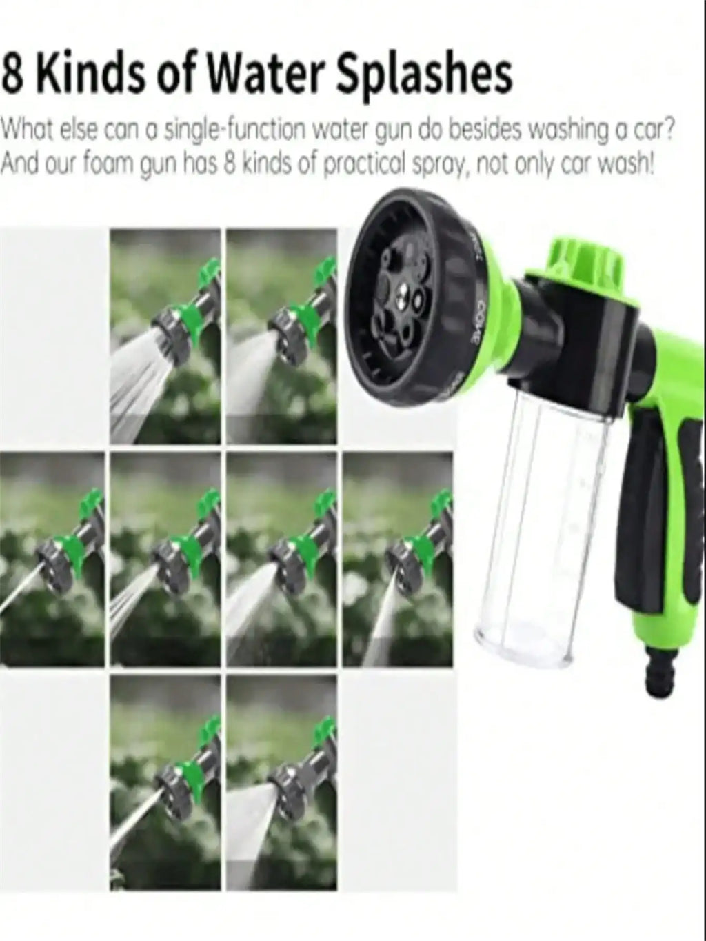 Car Wash Water Gun - Foam Sprayer With Soap Reservoir And Garden Hose Nozzle, High Pressure Cleaner With Maximum Cleaning Power!