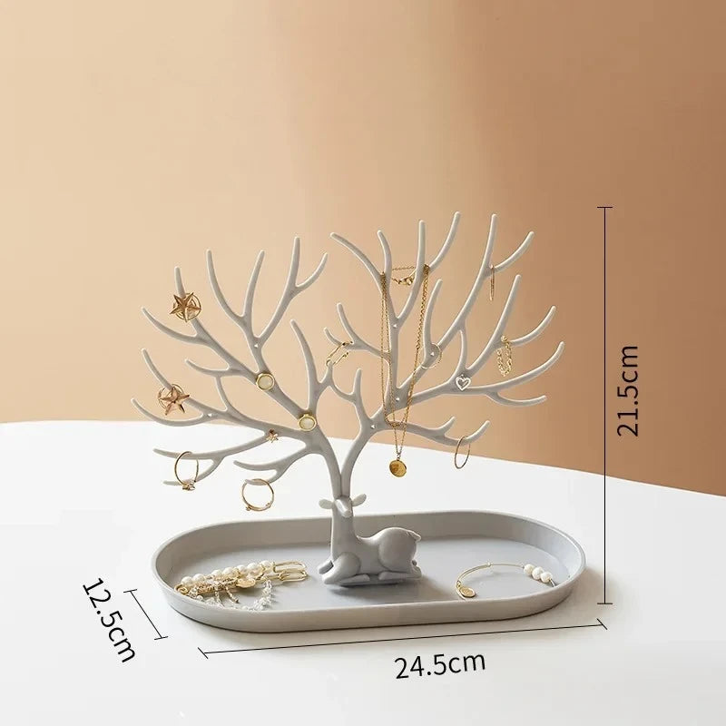 Antler Jewelry Display Stand With Tray Organizer
