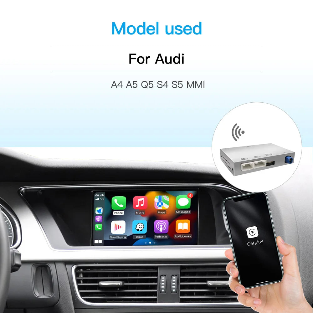 AUTOABC For Audi A4 B8 A5 Q5 S5 2009-2015 Wireless CarPlay Android Auto with mmi 3g with AirPlay Rearview Camera Mirror link