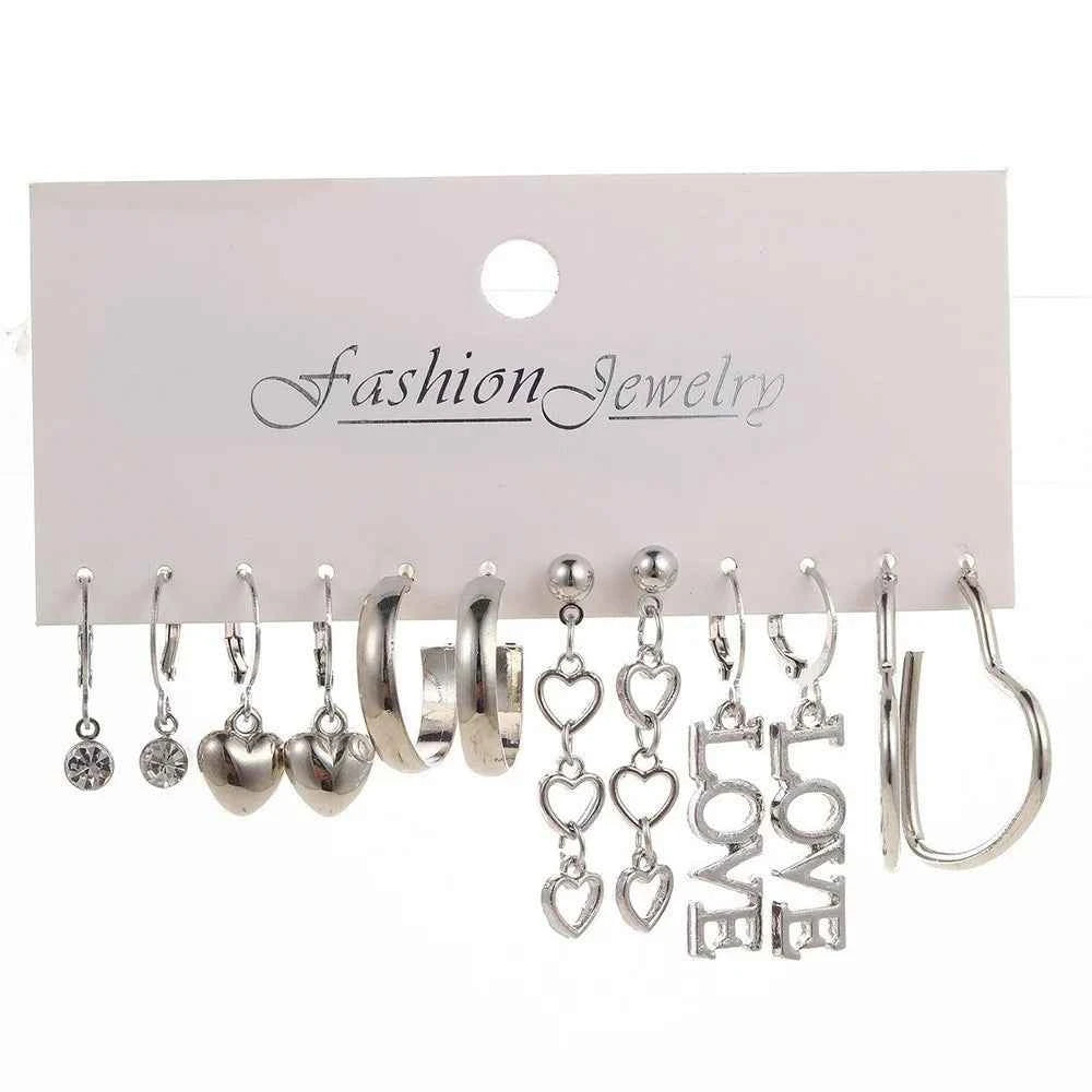 Fashion Creative Simple Earrings Set for Women Vintage Temperament Hollowed-out Butterfly Love Earrings Jewelry Gifts 2026 New