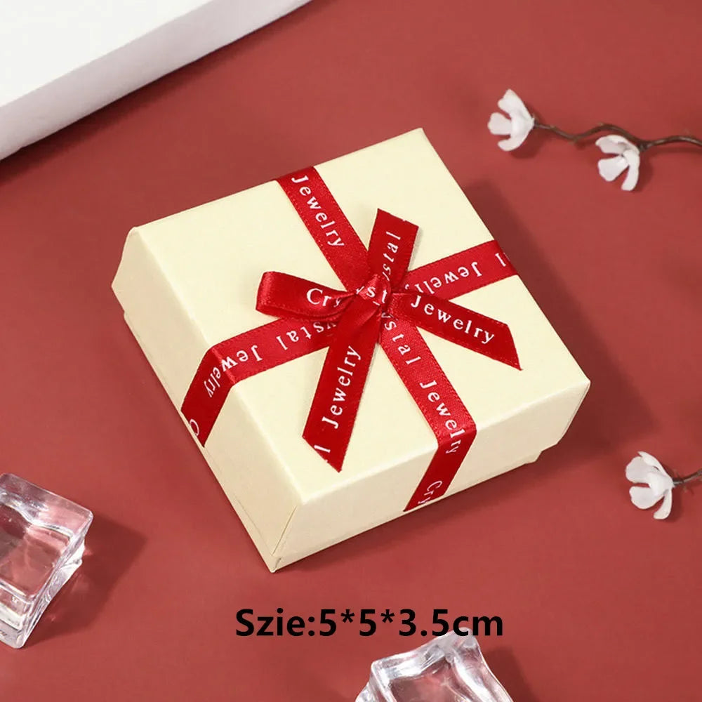 Square Jewelry Packaging Case Flower Print Bracelet Display Box 9*9*3cm Necklace Cardboard Gift Box Jewelry Organizer Cases