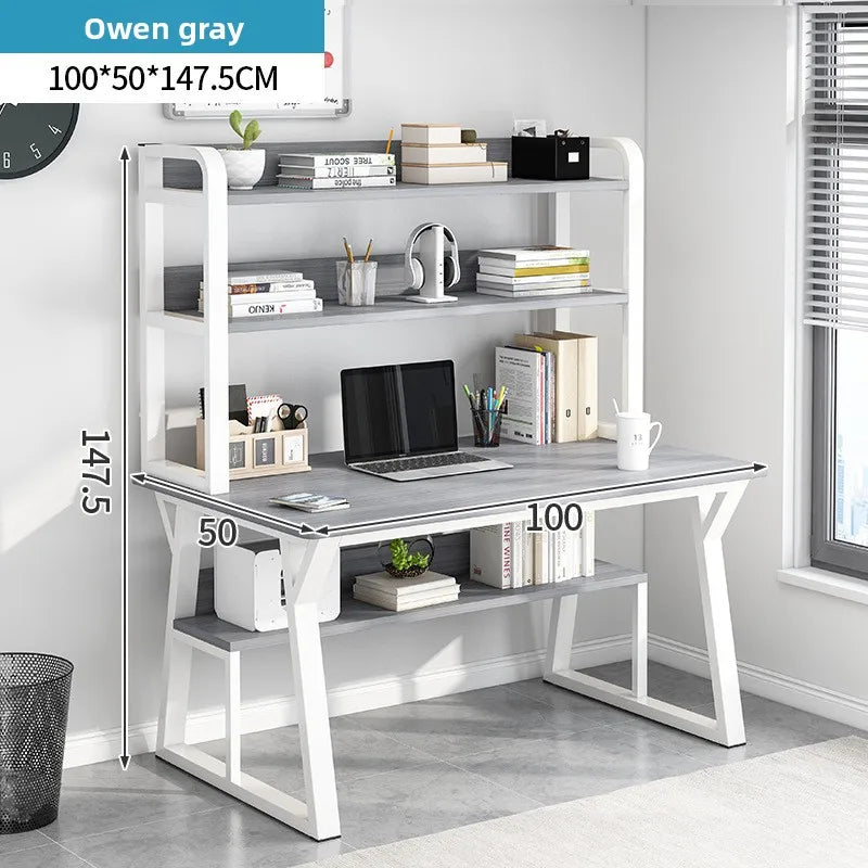 Stable Computer desk desktop desk bookshelf integrated writing desk household small apartment simple hole board desk