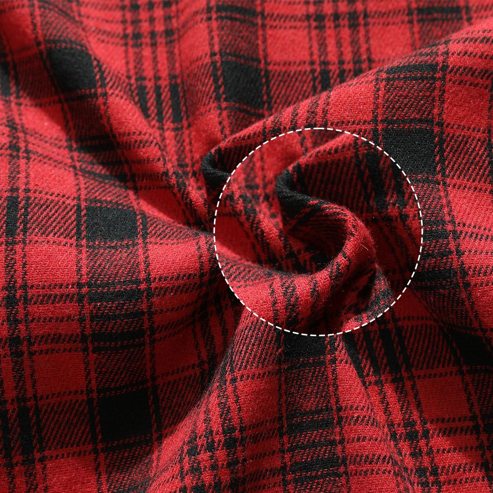 Men's Shirts Spring Flannel Long Sleeve Plaid Checkered Brushed Casual Western Cowboy Pearl Snap Shirt Popular Clothes US Size