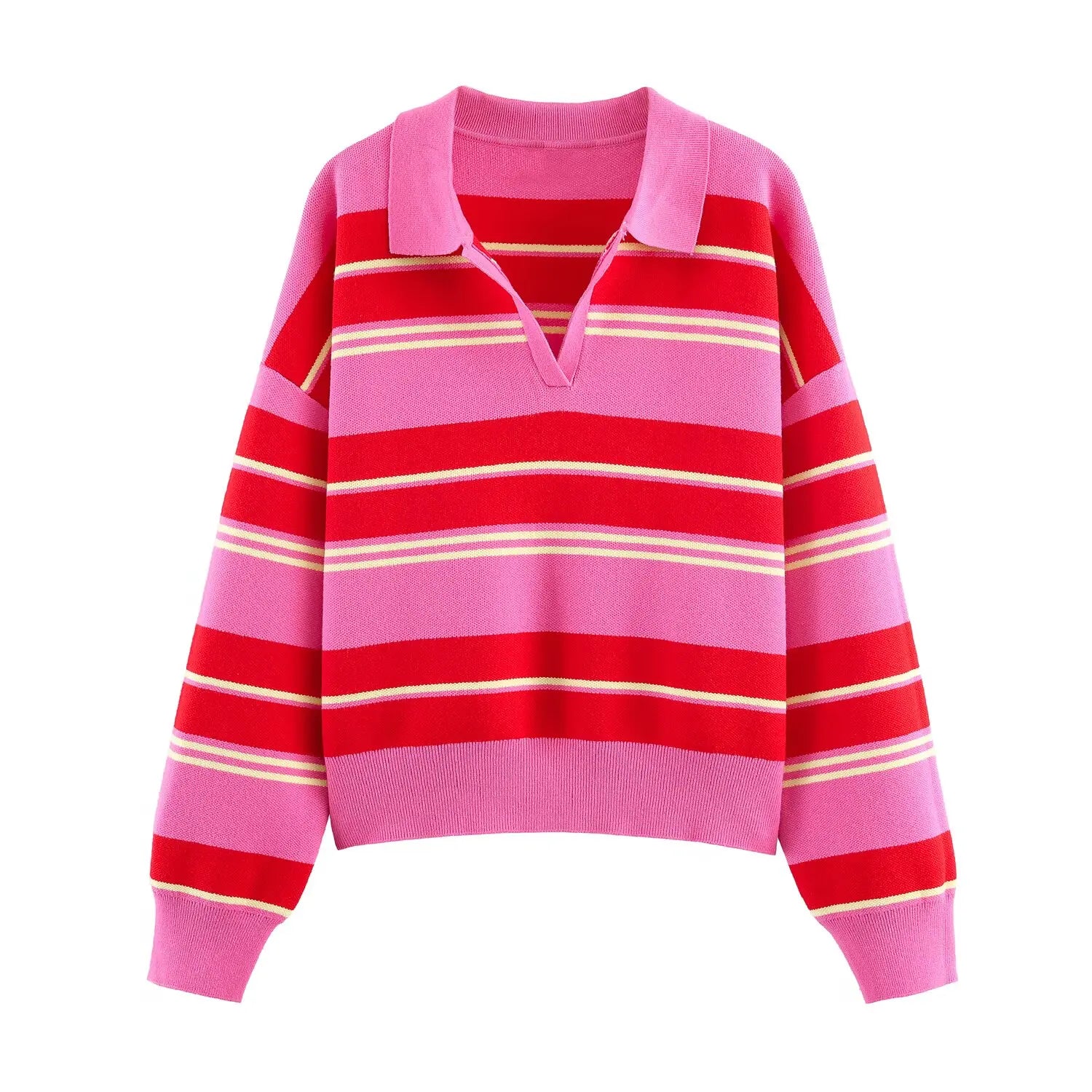 Nlzgmsj 2025  Autumn High Street Chic Women Striped Knitted  Sweaters Women Full Sleeve Vintage Style Tops
