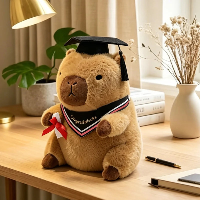 23cm Cute Graduation Capybara Plush Doll Doctor Cap Bear Animal Plush Stuffed Home Party Decor Gift For Kids Graduation Gifts