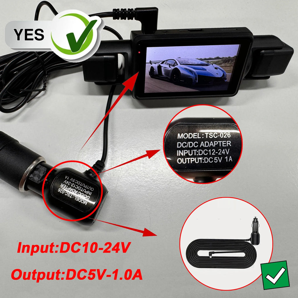 4Ch WiFi Dashcam car camera Black Box Driving DVR FHD 1080P Front Left Right Rear Night Vision Loop Recording Hardwire kit