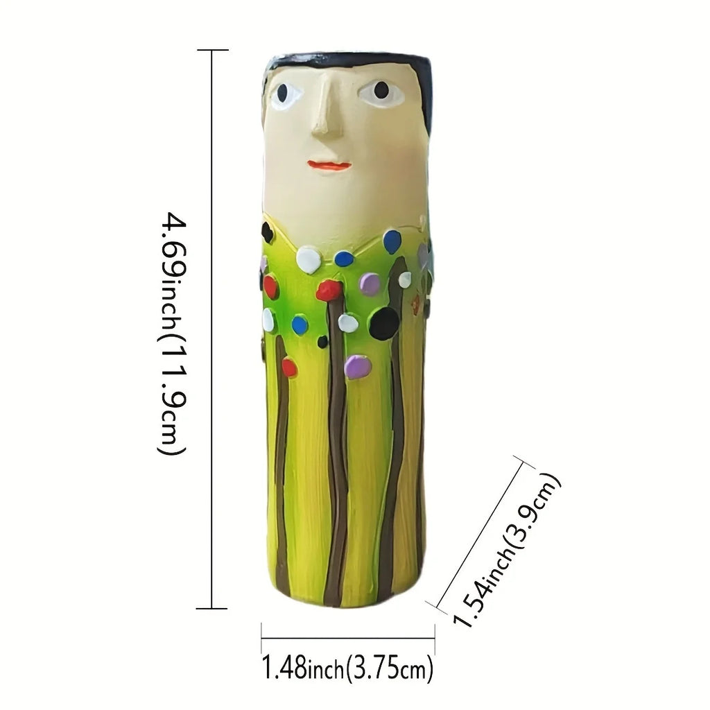Handcrafted Bohemian Face Resin Artistic Vase - Home Decor Accent Ornament
