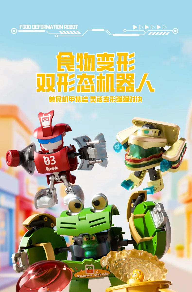 Kids Transformation Robot Toy Fun Simulation Food, Sandwich-making Mecha Robot Models Drink-shaped Free Transformation Robot Toy