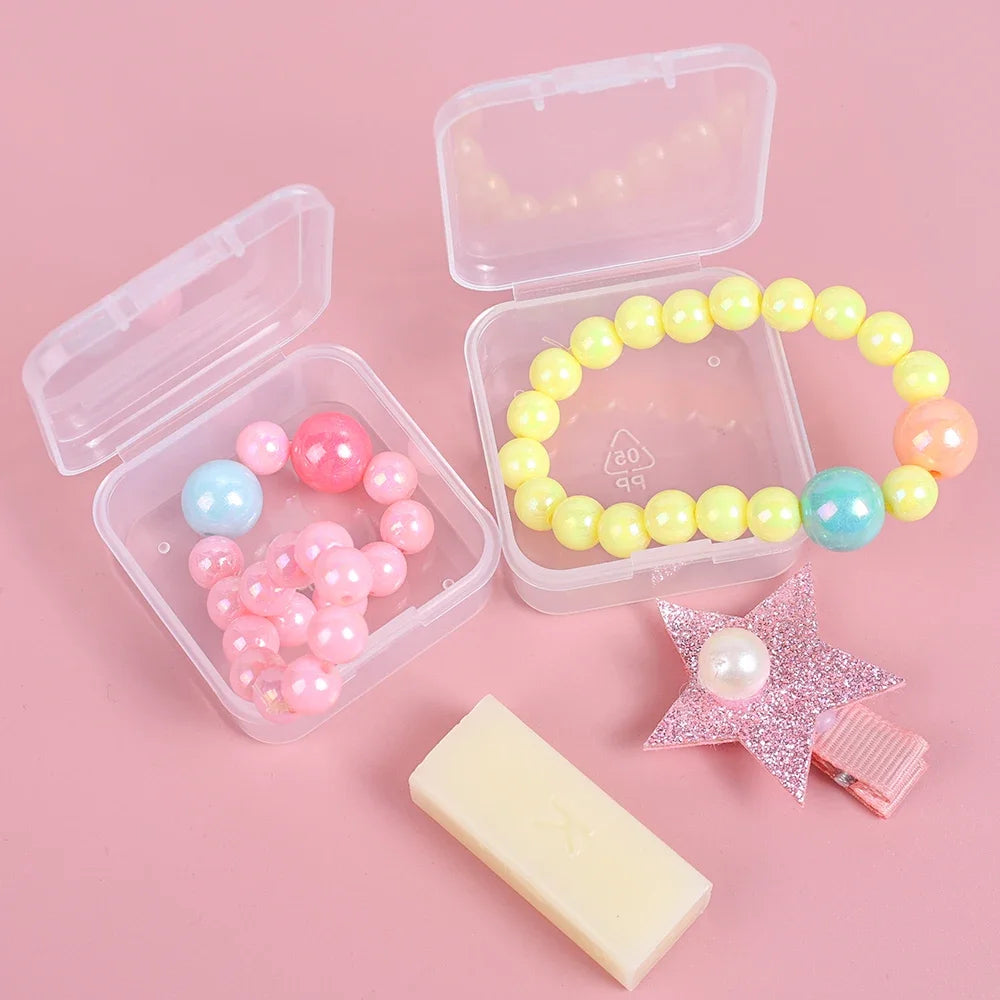 6PCS Mini Storage Box Transparent Square Plastic Box Earrings Jewelry Packaging Storage Small Square Box Jewelry Organizer