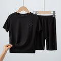2/4 Pieces Children's Summer Thin Short-sleeved Shorts Ice Silk Suit Boys and Girls Casual Joker Home Clothes 2-piece Suit.