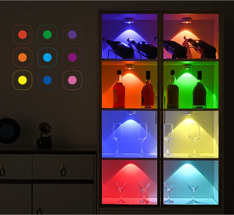 RGB White Led Night Light with IR Remote Control Rechargeable Lamp Wireless Under Cabinet Lights Spotlight for Display Closet
