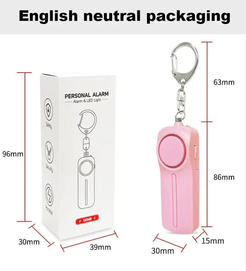 Personal Security Alarm Self Defense 130dB Loud Keychain Portable Safety Anti-satyr for Women Child Elder Girl Emergency Alarm