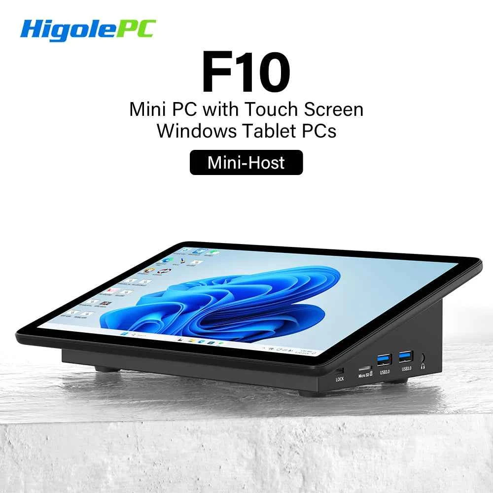Higole F10 10.1'' Fanless Mini PC Intel N5095 Windows 11 WiFi5 8GB 128GB 5000mAh 4K RS-232 RJ45 Laptop Desktop PC Mini Computers