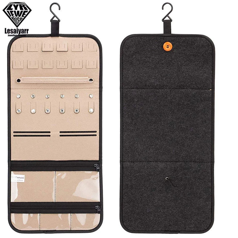 Travel Jewelry Organizer Roll Foldable Jewelry Case for Journey-Rings Necklaces Jewellery Storage Bag Earrings Storage Box