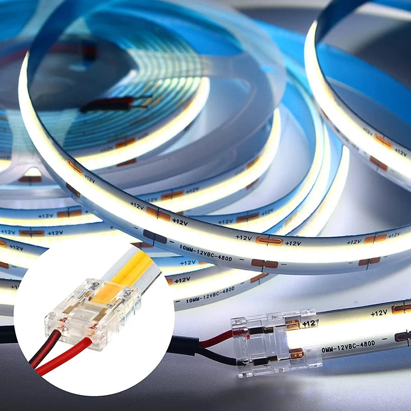 COB Strip to Wire LED Connectors 5 8 10mm Connection Solderless Extension For CCT FCOB RGB LED Strip Lights 2 3 4 Pin Connector