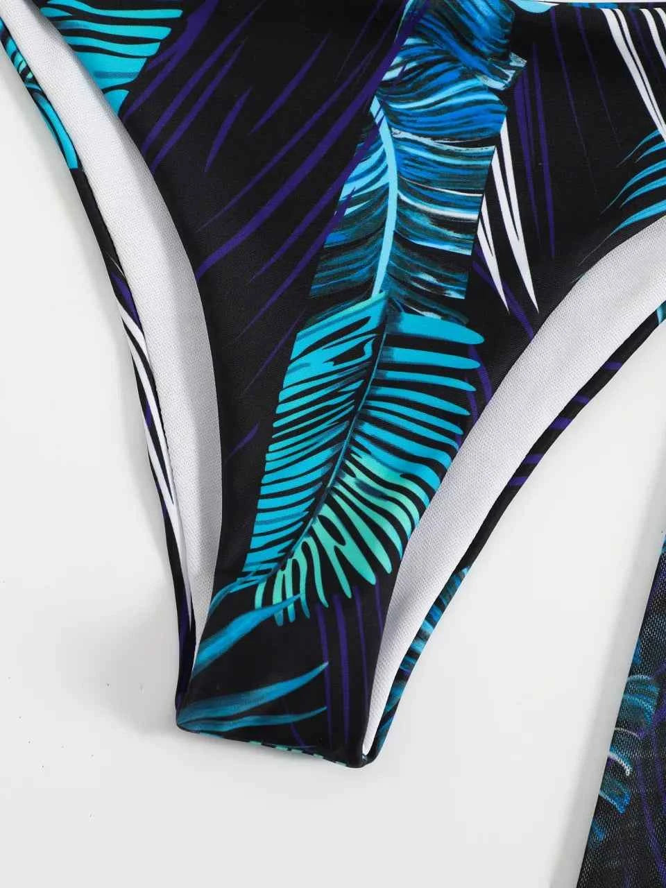 3 Pieces Print Cross Bikini 2025 Women Sexy Halter Swimsuit & Cover Up Beach Dress Swimwear Bathers Bathing Swimming Suit Summer
