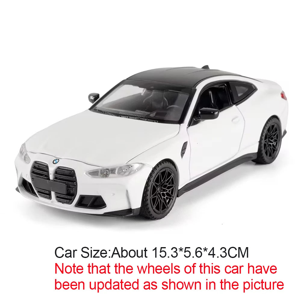 1:32 M4 M8 Miniature Car Alloy Diecast Model Toys 4 Doors Opened Rubber Tires Sound Light Pull Back Vehices Home Decor Ornaments