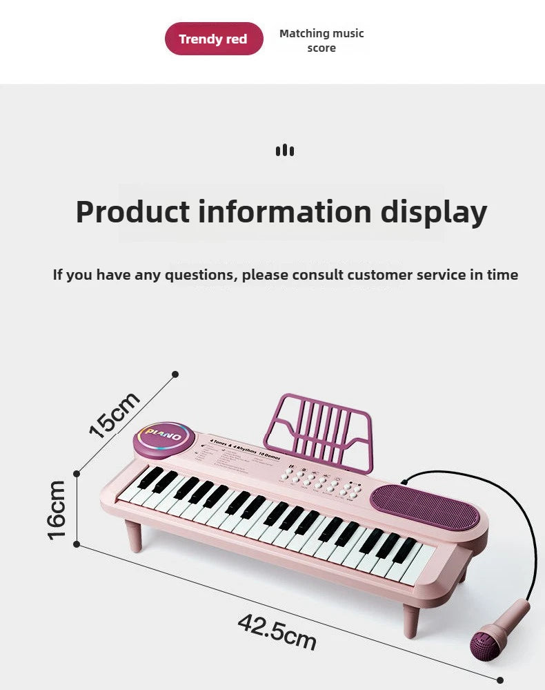Kids Piano Keyboard 37-Key Multi-Functional Electronic Piano with Microphone Musical Instrument Educational Toy Children Gifts