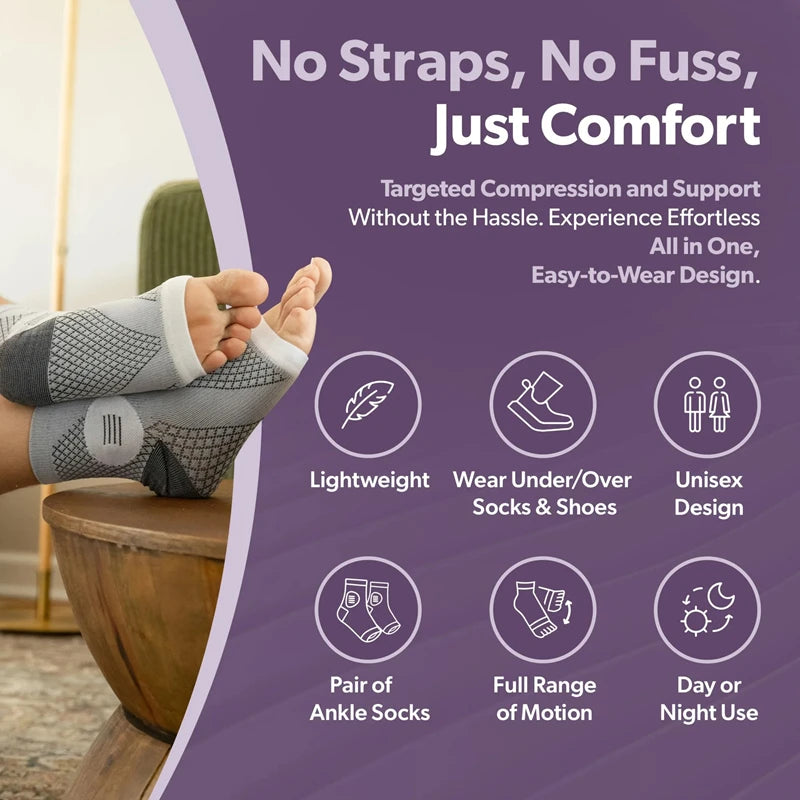 1Pair Ankle Compression Socks,Compression Foot Sleeves with Arch And Ankle Support,Open-Toe Design Neuropathy Socks