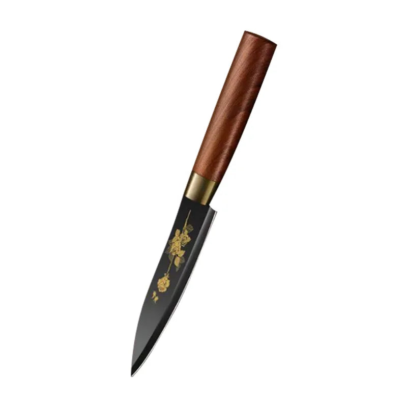 Deluxe Gold Titanium Plated Blade Fruit and Vegetable Chopper Deluxe Stainless Steel Kitchen Knife Professional Cooking Gear