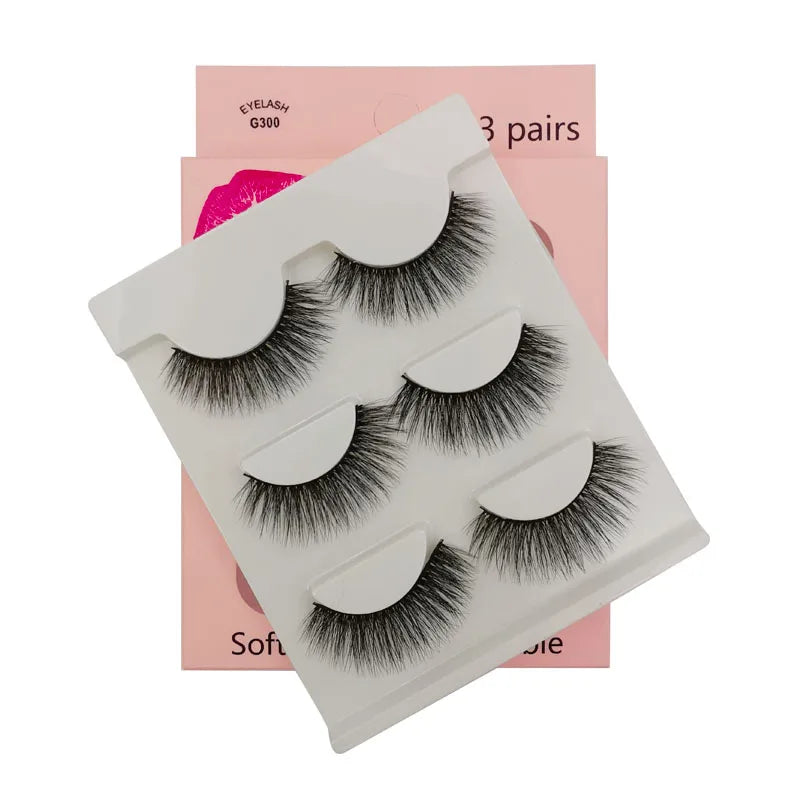 SHIDISHANGPIN 3 pairs 27 styles 3D Faux Mink Hair Soft False Eyelashes Fluffy Wispy Thick Fake Lash Handmade Eyelash Eye Makeup