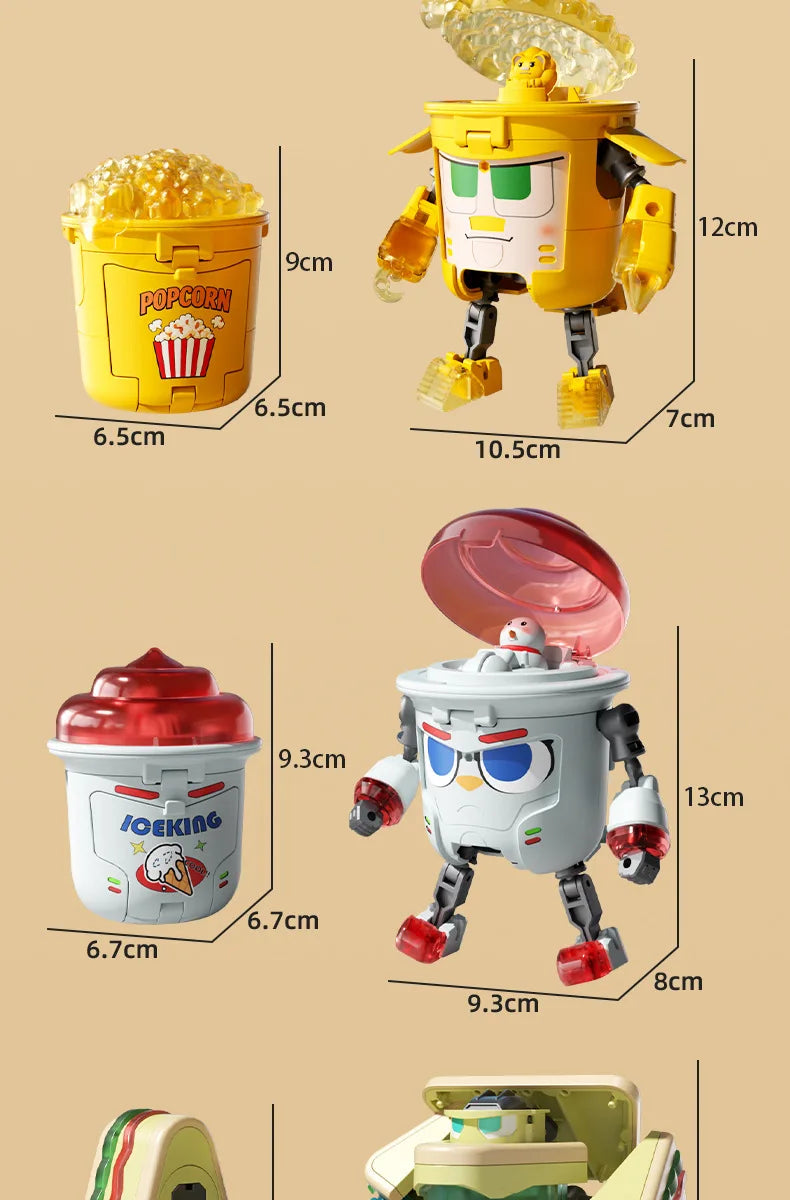 Kids Transformation Robot Toy Fun Simulation Food, Sandwich-making Mecha Robot Models Drink-shaped Free Transformation Robot Toy