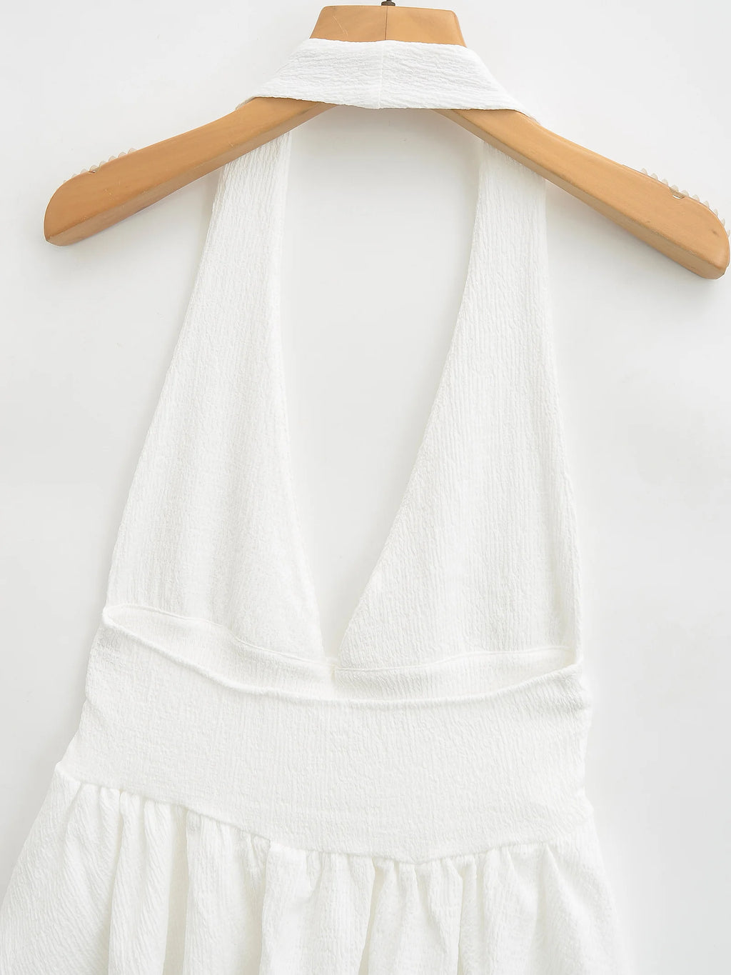 HH Women Vintage Solid Halter Vest Hem Ruffled Lady Sexy Backless Sleeveless V Neck Tops Summer Thin Casual Holiday Chic Top