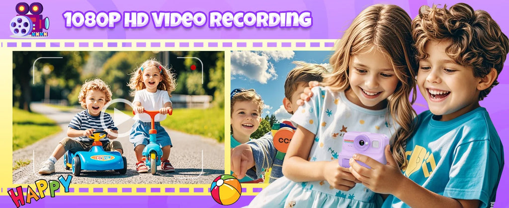 Kids Camera Instant Print, 1080P HD Instant Print Camera for Kids with 3 Rolls Print Paper, Selfie Digital Camera for Kid