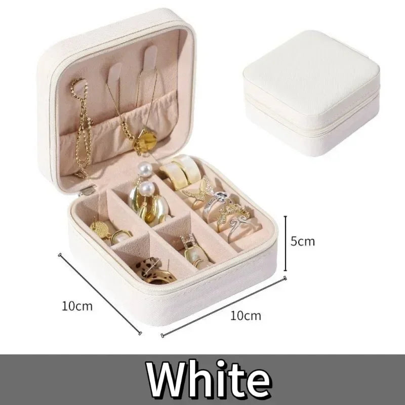 Portable Mini Jewelry Storage Box Travel Organizer Jewelry Case Leather Storage Earrings Necklace Ring Jewelry Organizer Display